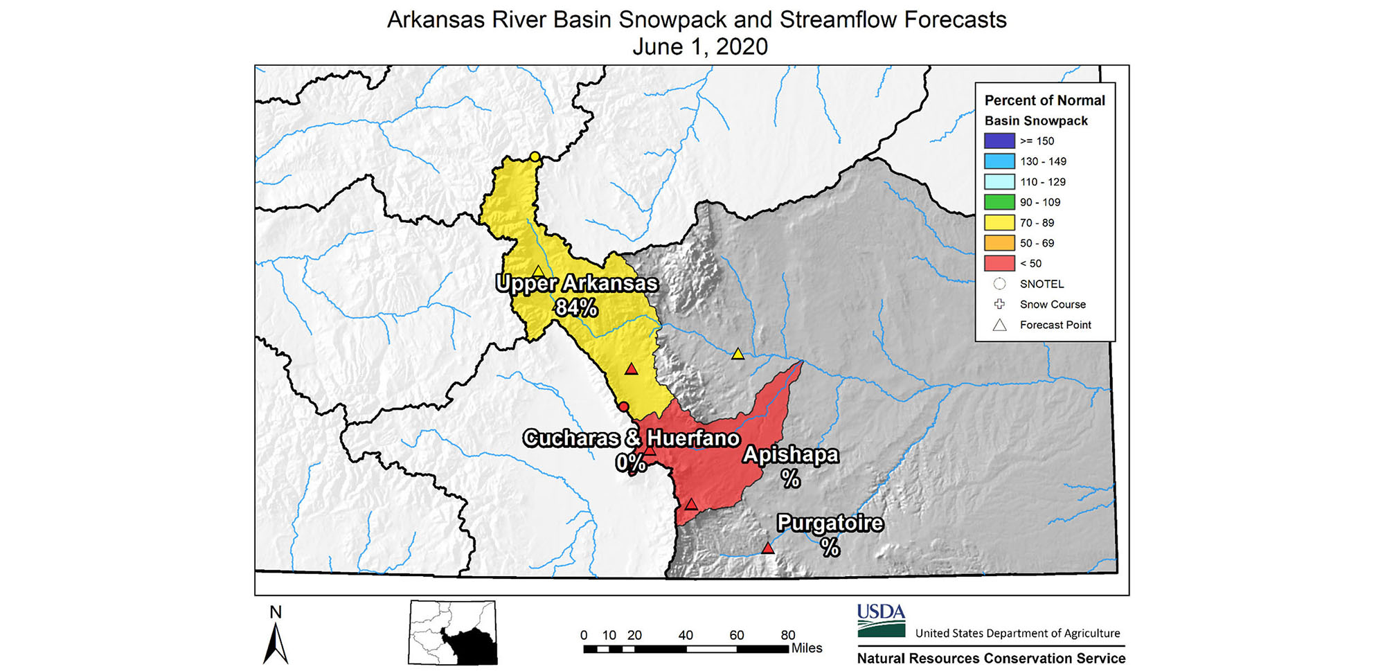 Below-average streamflows forecast for Arkansas Basin