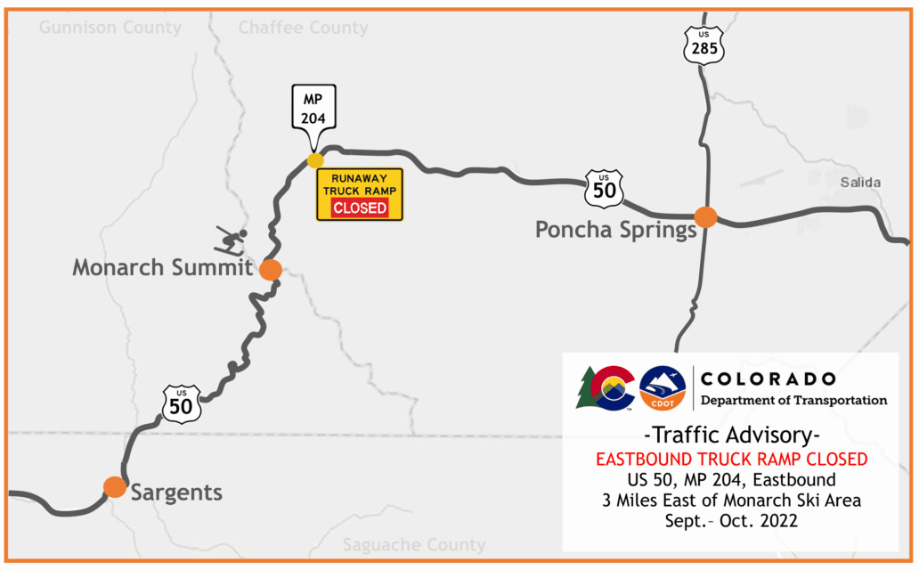 US 50 Monarch Pass to Undergo Emergency Truck Ramp Closure