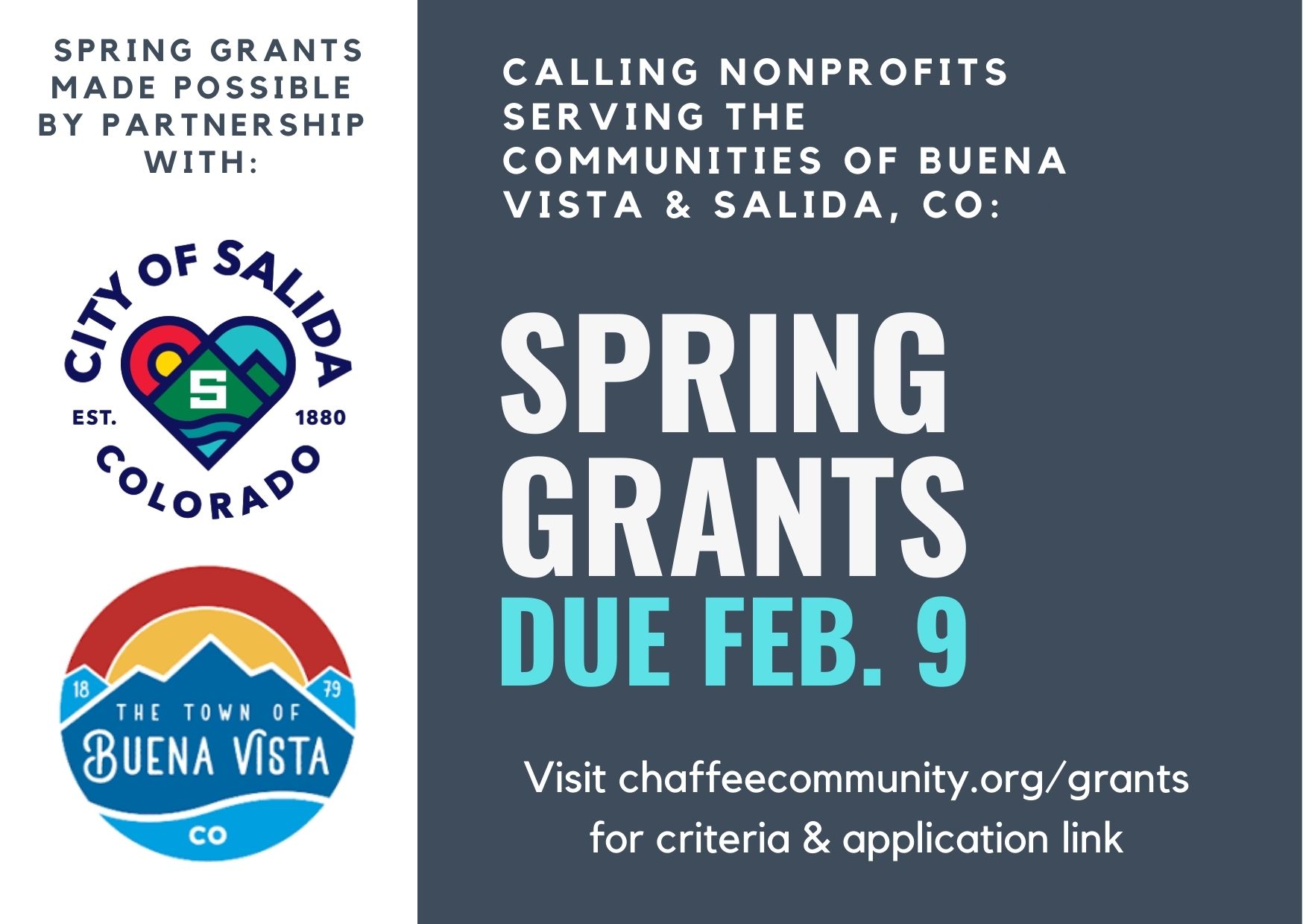 Salida/Buena Vista Municipal Grants Now Open