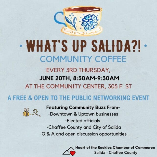 Join the Monthly “What’s Up Salida” Community Coffee Tomorrow Morning