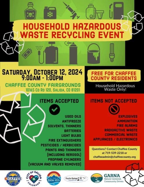Household Hazardous Waste Recycling Day in Chaffee County – Saturday