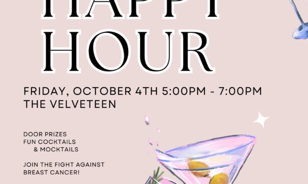 Pink Happy Hour tonight at the Velveteen from 5PM to 7PM