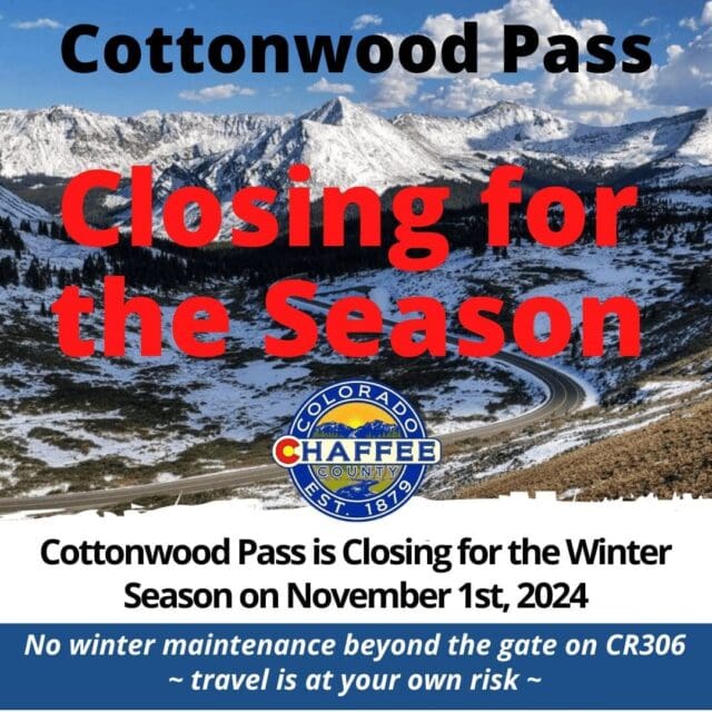 Cottonwood Pass Closing for the Season November 1