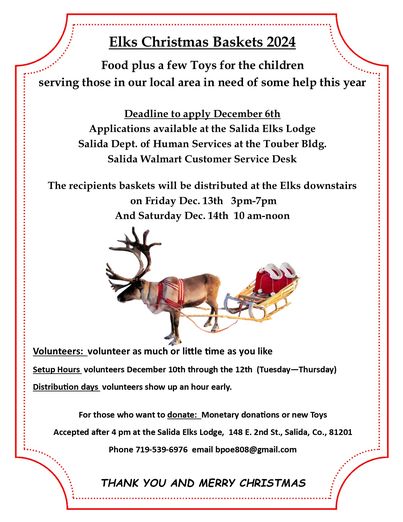 Salida Elks Lodge Prepares for Annual Christmas Basket Giveaway