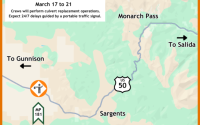 Motorists traveling US 50 between Gunnison and Salida can expect brief delays next week