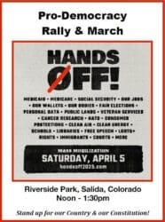 Pro-Democracy Rally & March Set for April 5 in Salida