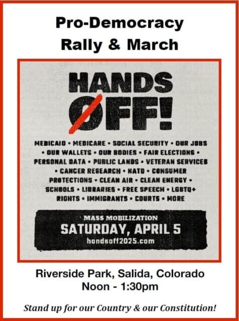 Pro-Democracy Rally & March Set for April 5 in Salida