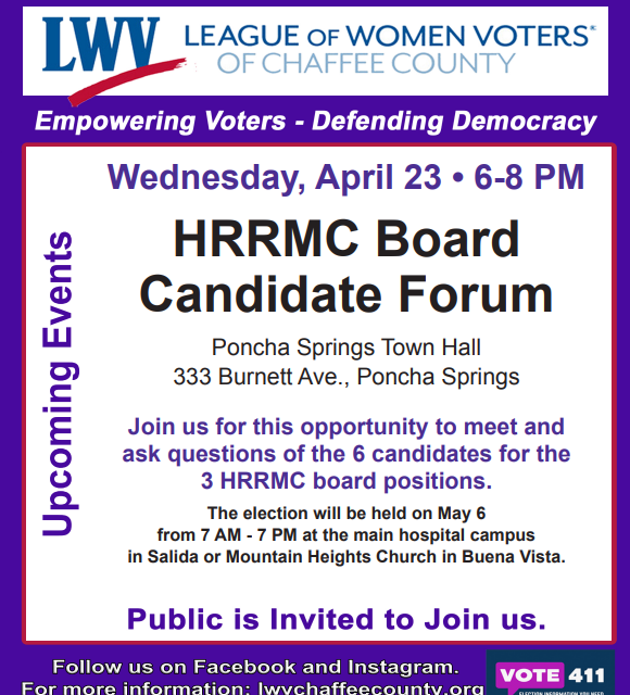 League of Women Voters to Host HRRMC Board Candidate Forum Wednesday