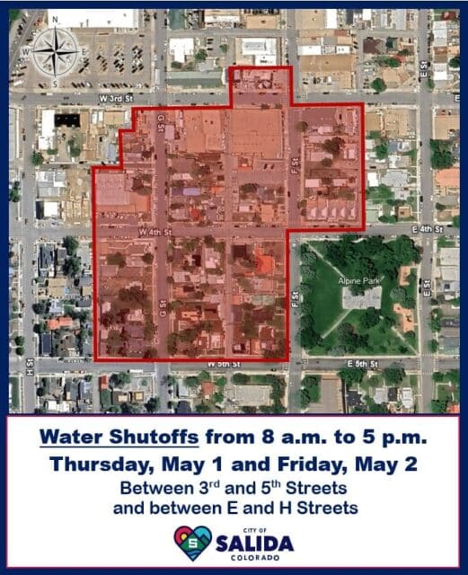 Downtown Salida Water Shutoffs Continue Today for Infrastructure Upgrades