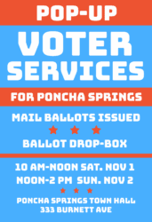Poncha Springs Pop-Up Voter Center This Weekend