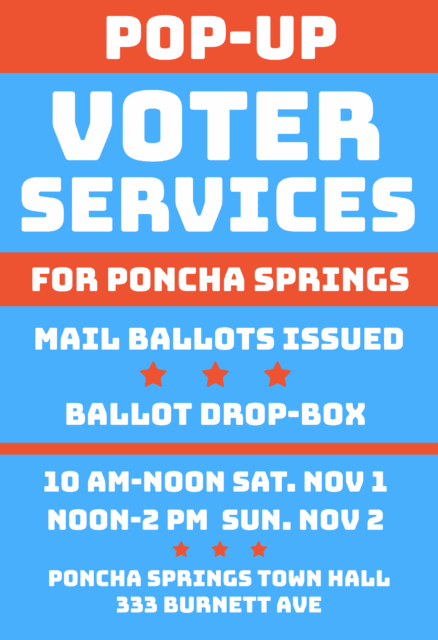 Poncha Springs Pop-Up Voter Center This Weekend